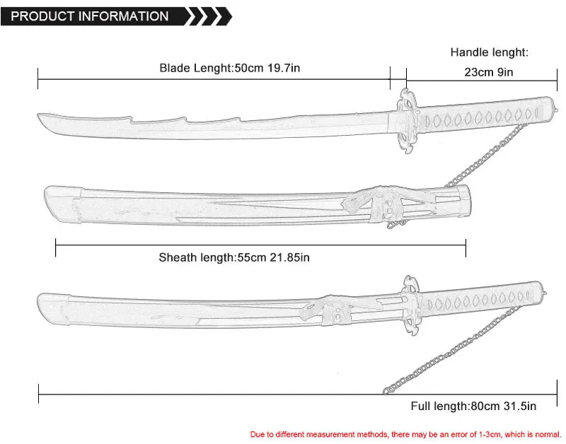 80cm Anime Bleach Katana Swords Kurosaki Ichigo Ninja Blade Cosplay Prop Wooden Anime Katana  Zangetsu Decorative