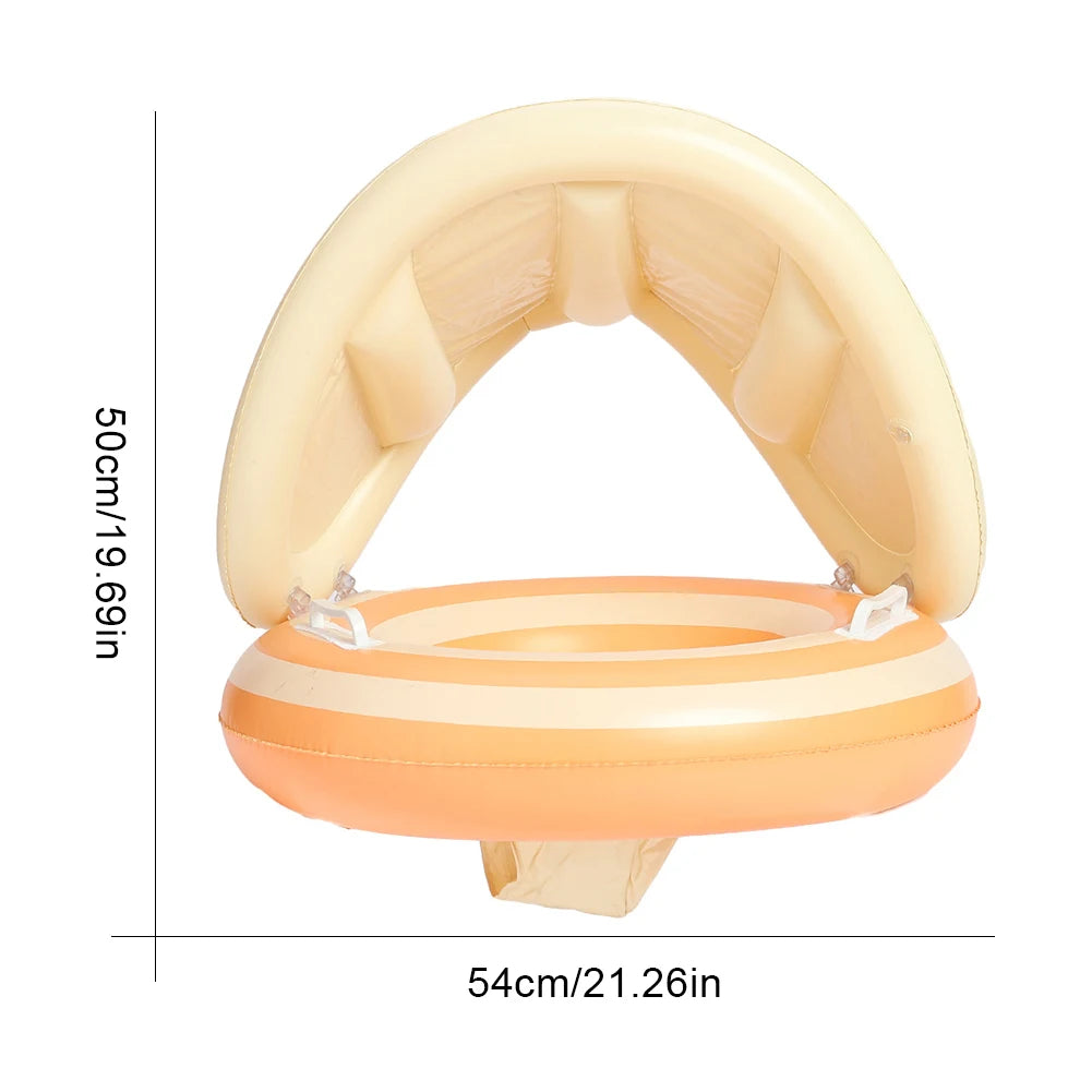1/2PC Baby Swimming Ring Inflatable Swim Ring with Detachable Sunshade Leakproof Beach Toddlers Pool Float for Summer Pool Party