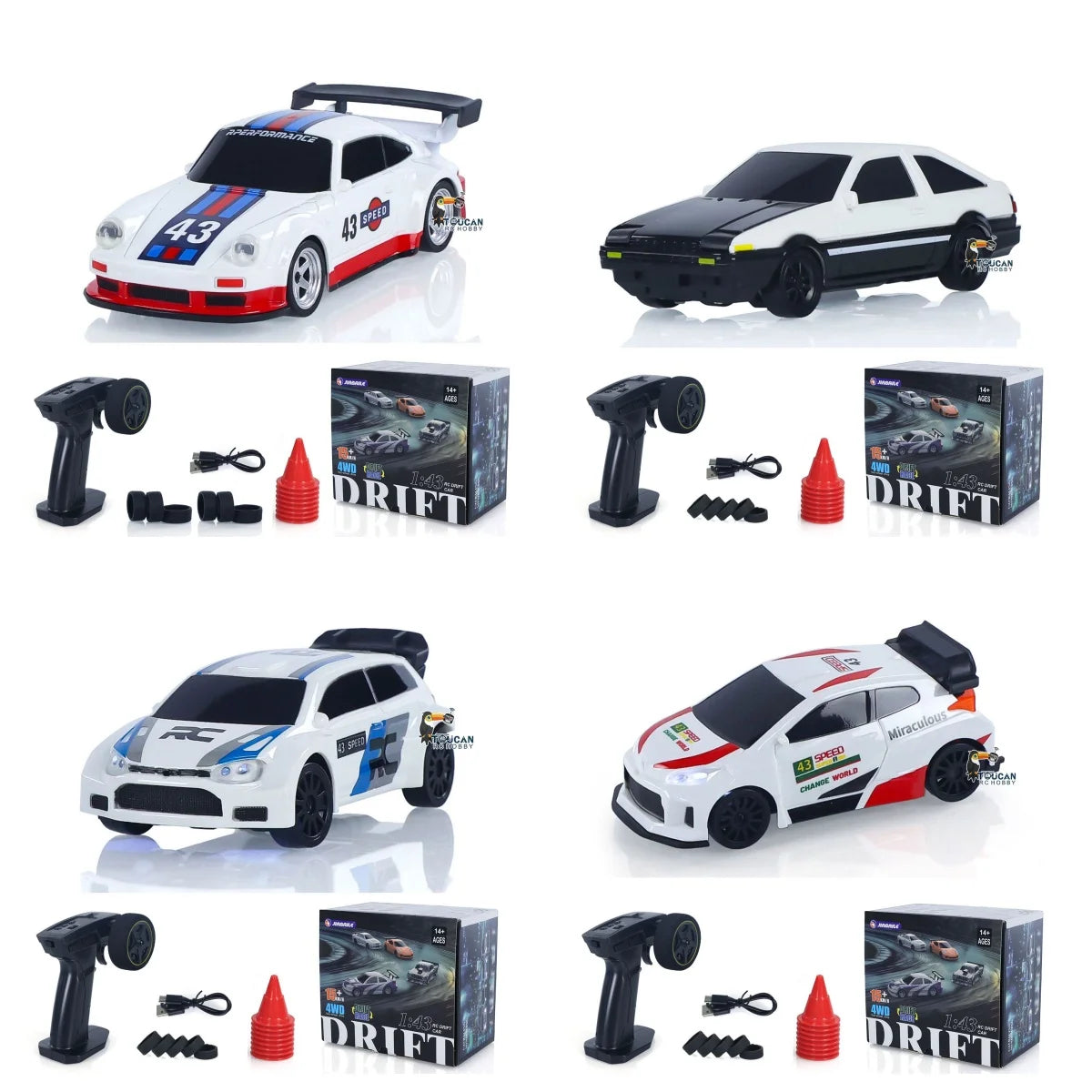 US Stock RC Drift Car 1/43 RTR Race 4WD Gyro Four-wheel Drive Radio Control High Speed Model 2.4G Racing Drifting Cars Toy Model