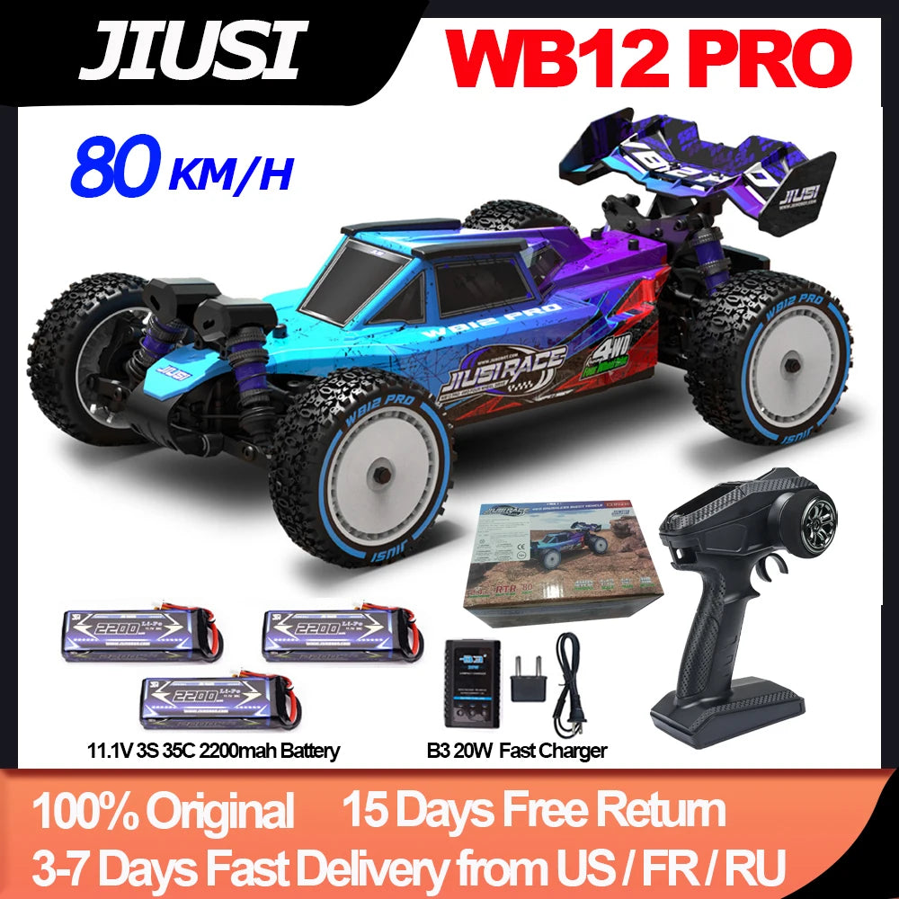 JIUSI WB12 PRO 1/12 RC Car 4WD 80km/h Brushless 2.4G Remote Control Racing Car 3S 35C 2200mAh Competitive Off-road Vehicle Toys