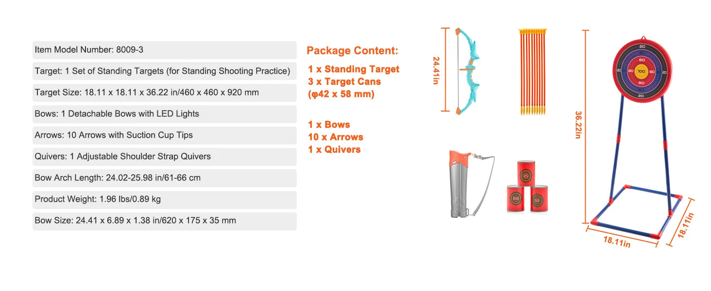 SucceBUy Bow & Arrows For Children Kids Archery Bow Practice Recurve Outdoor Sports Game Hunting Shooting Toy Boys Gift Bow Kit