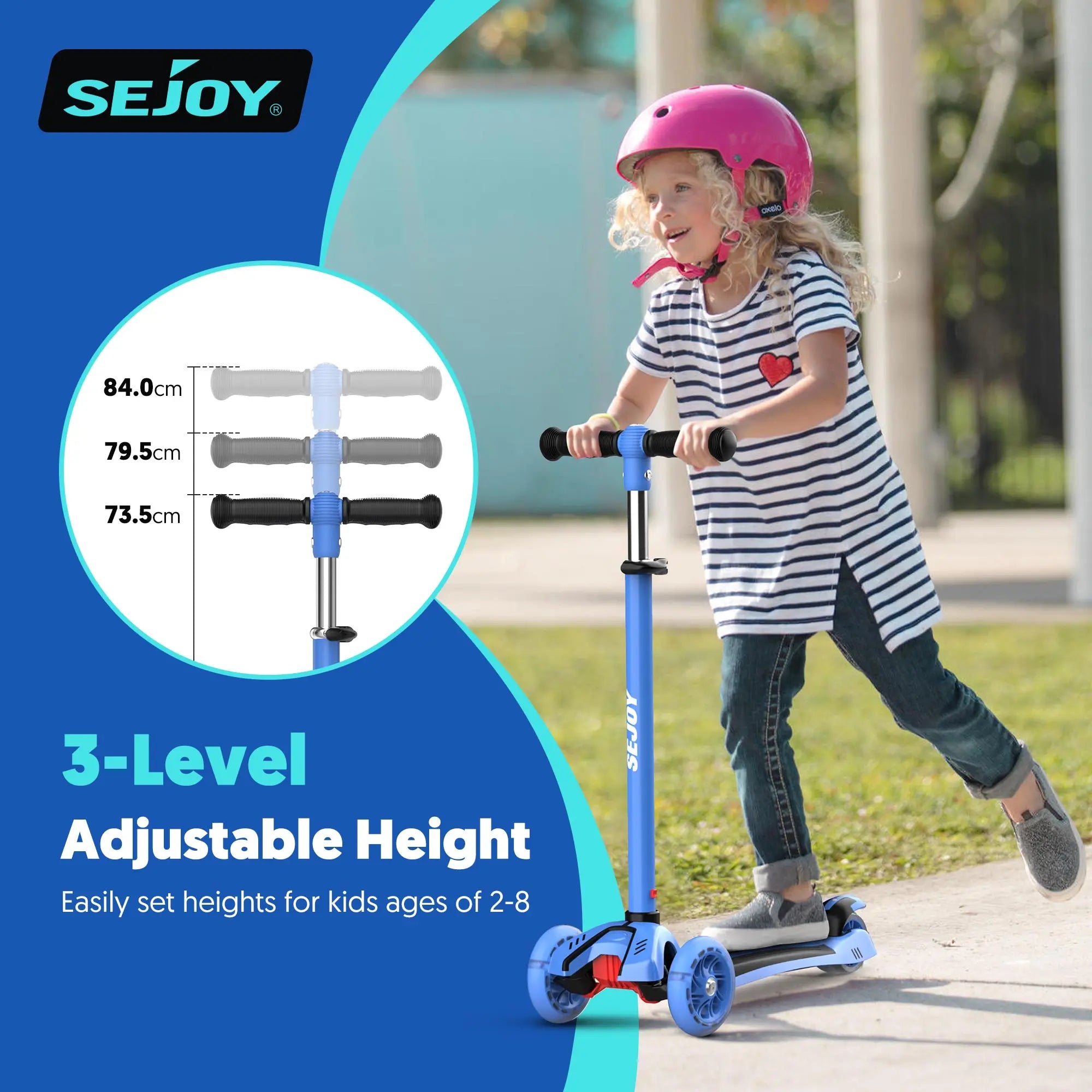 Children's Scooters Adjustable foldable pedal Kids Scooter Light-Up 3 Wheels Adjustable Height to Steer  Scooter for Ages 3-10