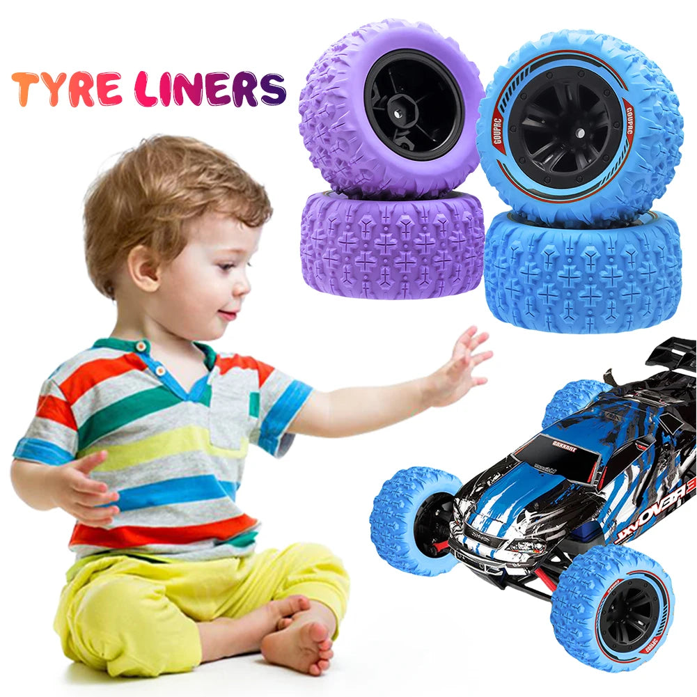 4Pcs 12mm Hex RC Wheel Tires Set Swamp Claw Mud Terrain Tires RC Wheels and Tires for 1/14 1/16 RC Car Crawler Truck