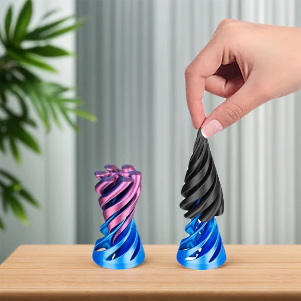 3D Printed Spiral Cone Toy Fidget Toy Impossible Pyramid Passthrough Sculpture Mini Vortex Thread Illusion for Kids and Adults