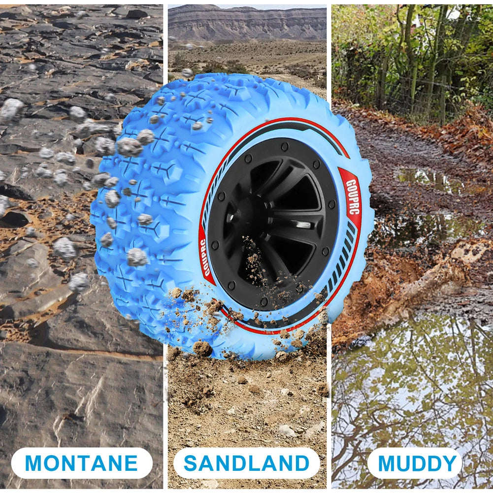 4Pcs 12mm Hex RC Wheel Tires Set Swamp Claw Mud Terrain Tires RC Wheels and Tires for 1/14 1/16 RC Car Crawler Truck