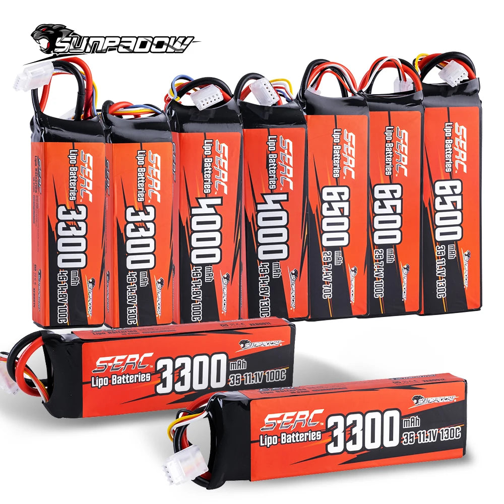 SUNPADOW 2S 3S 4S Lipo Battery for 3300mAh 4000mAh 6500 7.4V14.8V 130C TRX RC Buggy Truggy Vehicle Car Tank Monster Truck Hobby