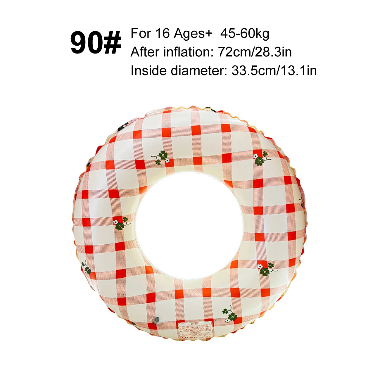 Checkered Flower Inflatable Swimming Pool Floats，Floating Object Summer Swimming Ring Beach Toy，Inflatable Swimming Pool Float