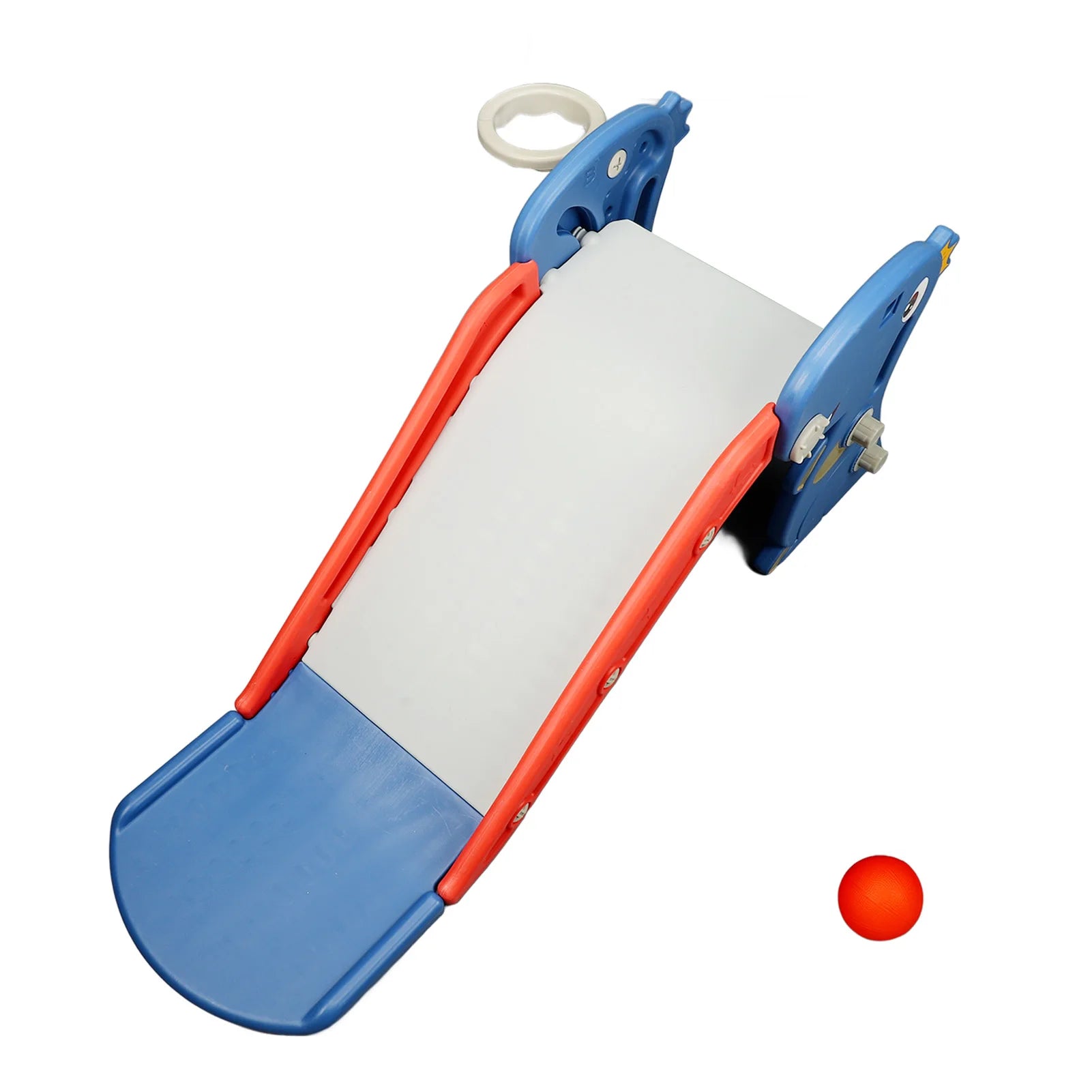 Indoor Slide Dinosaur Shape Easy To Assemble Multifunctional Blue Grab Rail Folding Slide with Basketball Hoop Climber for Home