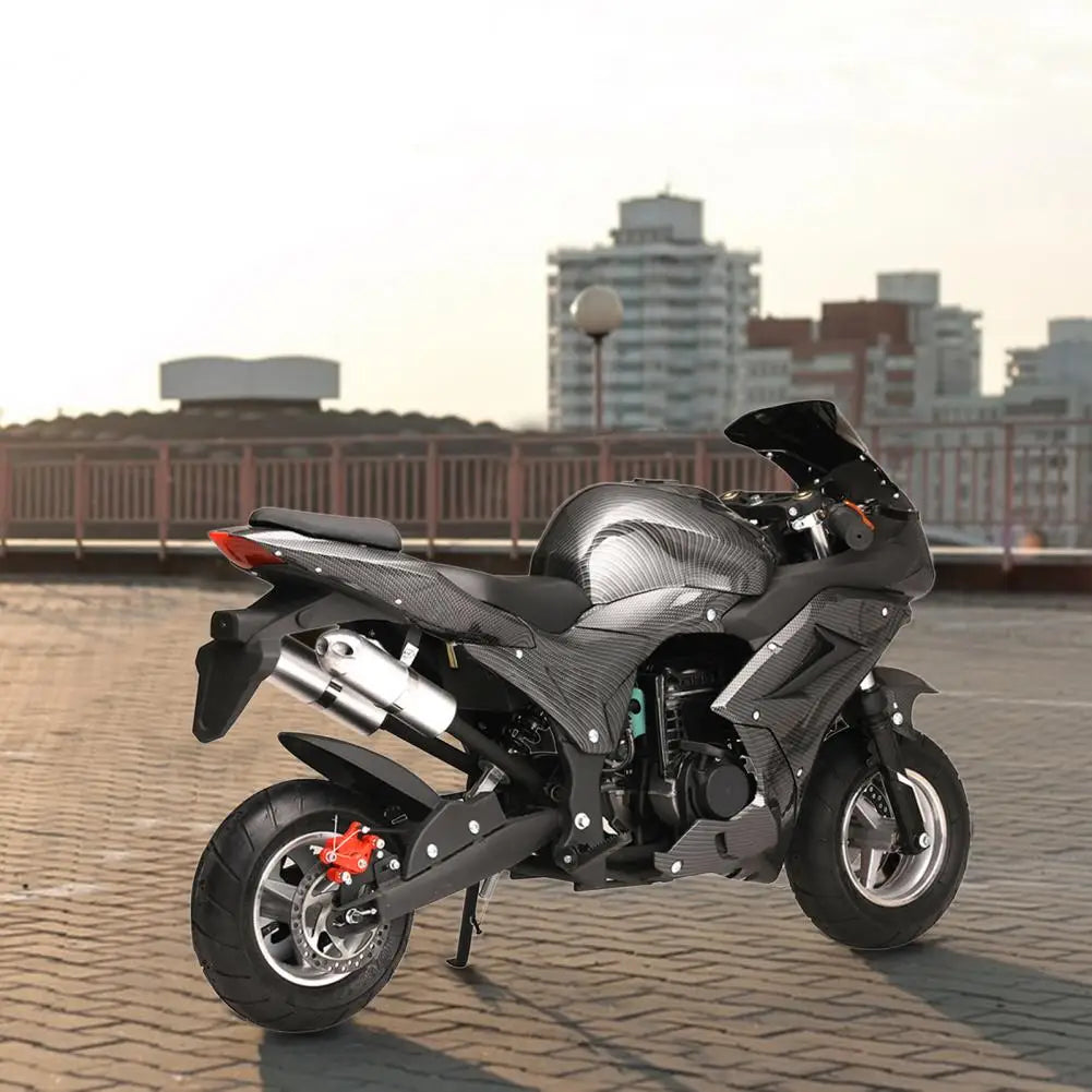 49cc 4-Stroke Gas Pocket Rocket Motorcycle, Mini Motorbike with Front Rear Disc Brakes, Racing Max Speed 25MPH, Dual Headlights