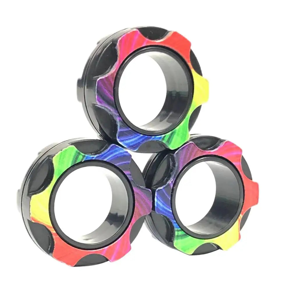 3 PCS Magnetic Rings Set Anti-Stress Fidgetes Unzip Toy Children Magnetic Ring Finger Spinner Ring Adult Decompression Toys Xmas