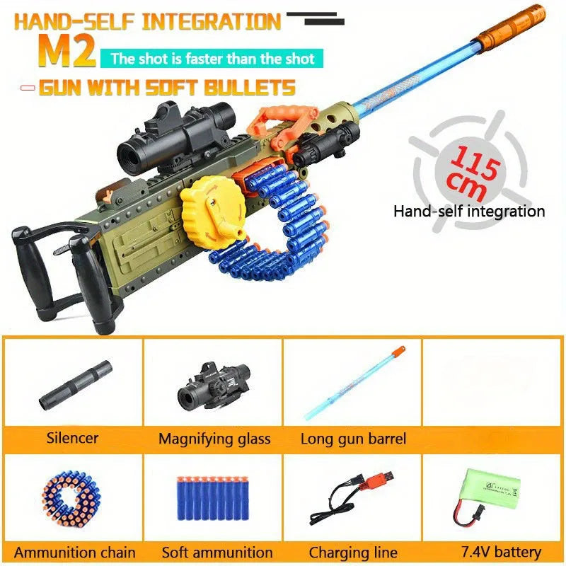 M2 Heavy Machine Gun Toy, Manual/electric Function, Simulation Soft Bullet Gun, Outdoor Shooting Toy