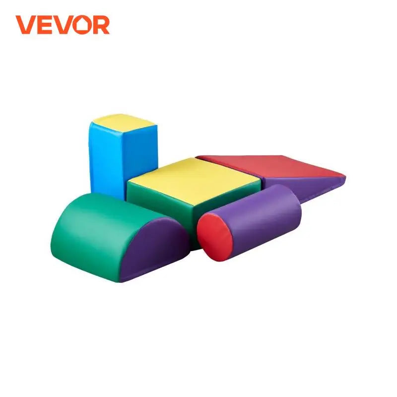 VEVOR 5Pcs Kid Foam Climbing Toys Activity Playset PU Leather Indoor Crawl Climbing Blocks for Children Crawling & Sliding