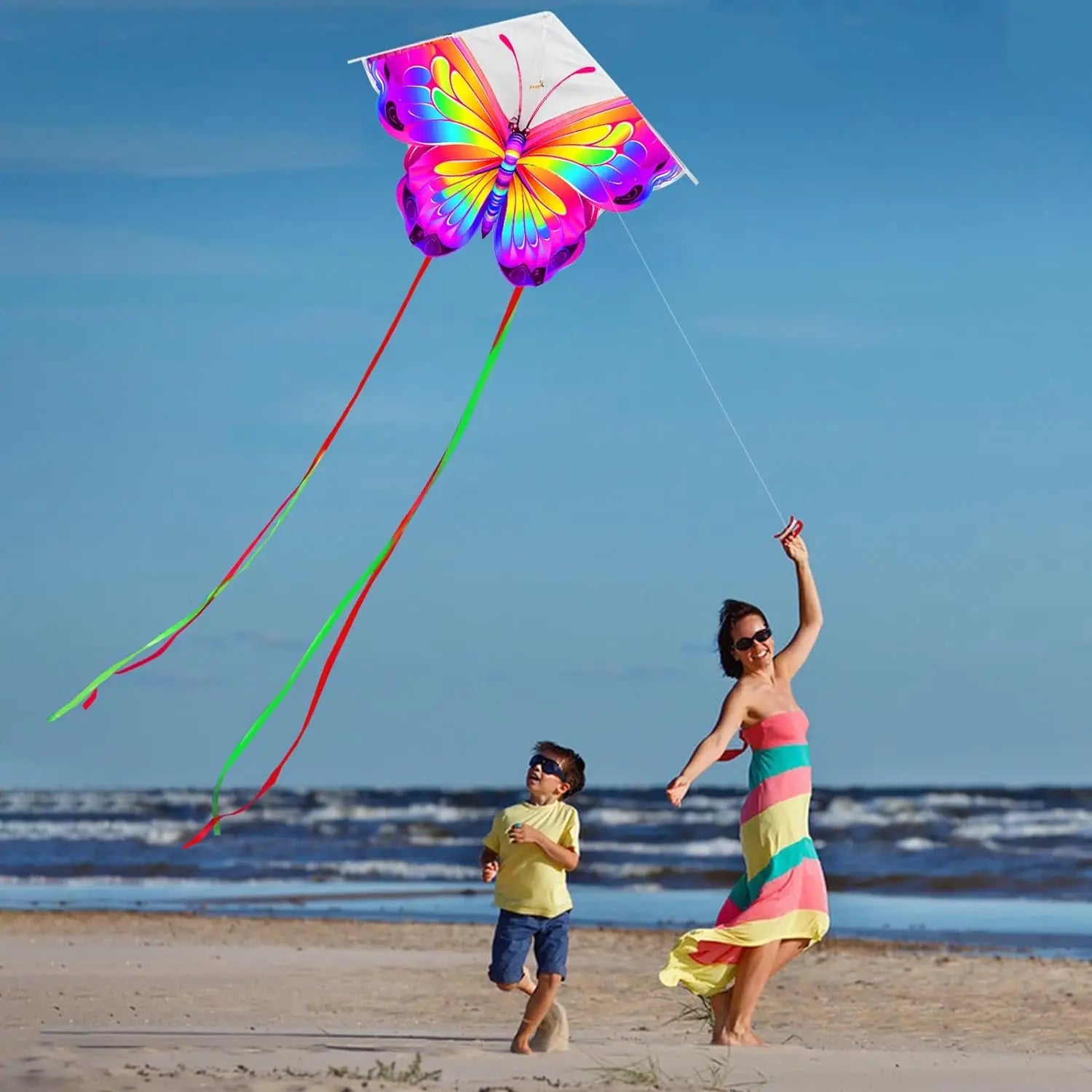 New Amazing Colorful 2Pcs/Set2 Butterfly Kite For Kids And Adults Good Flying With String And Handle