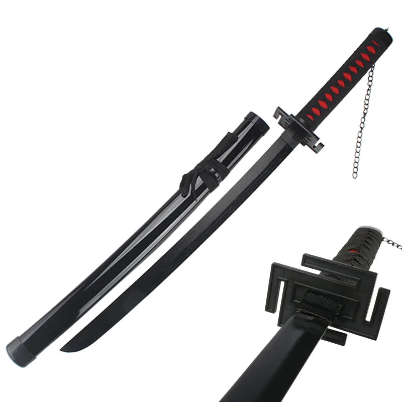 80cm Anime Bleach Katana Swords Kurosaki Ichigo Ninja Blade Cosplay Prop Wooden Anime Katana  Zangetsu Decorative