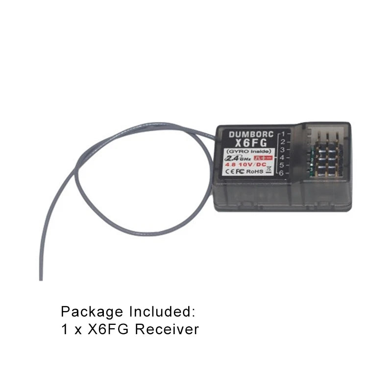 DUMBORC X6F/X6FG 2.4G 6CH Radio Control System Receiver for Domborc RC X6 Transmitter RC Car Boat Transmitter