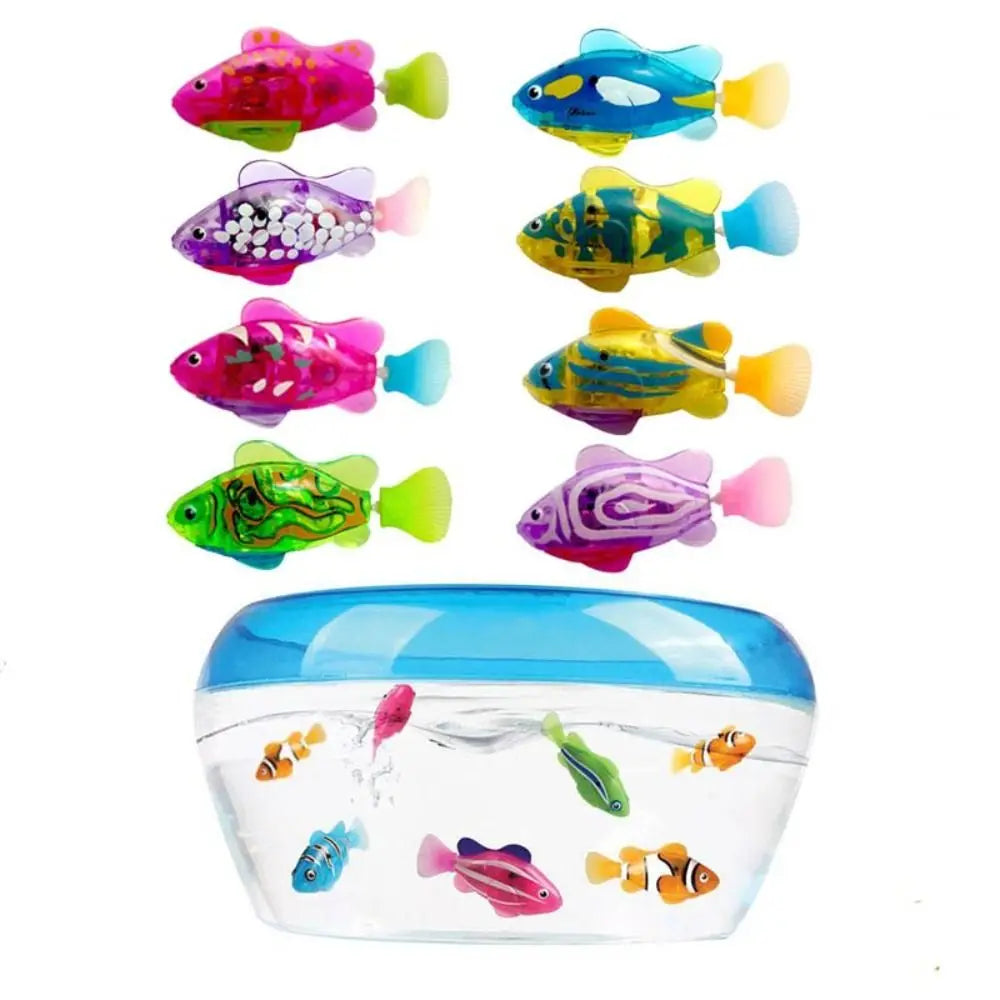 LED Electric Simulation Fish With Light Pet Playing Toys Water Swimming Fish Fish Tank Ornaments Baby Shower Toys