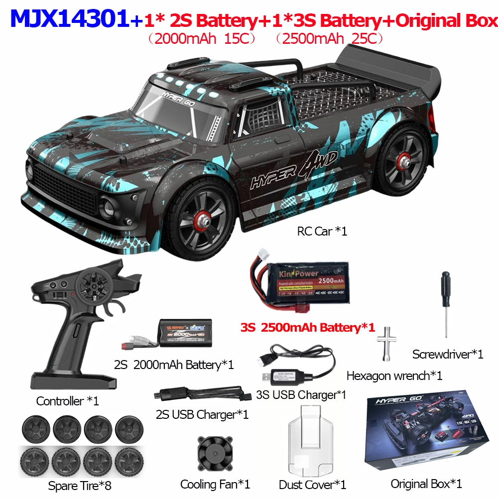 MJX 14301 1/14 RC Car HYPER GO 65km/h Brushless 2.4G Remote Control 4WD Off-road High Speed Racing Car Truck Hobby Toy As Gift