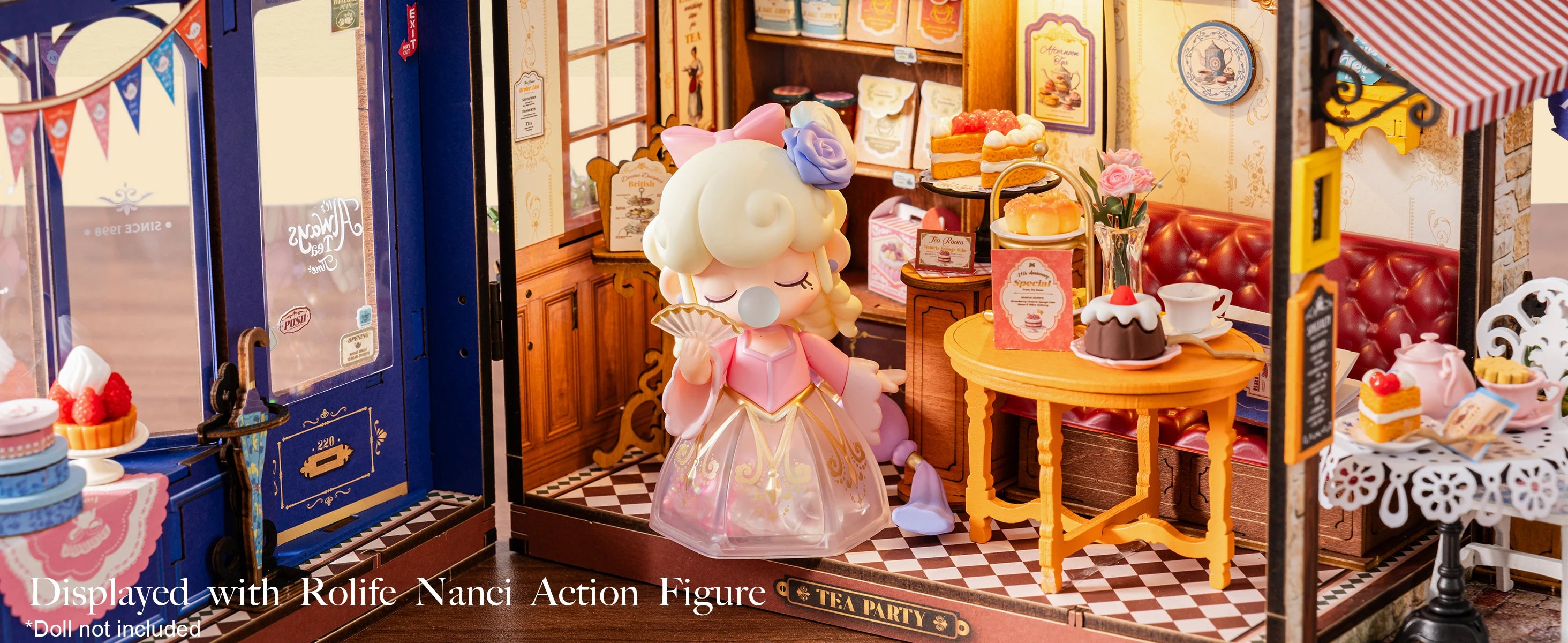 Robotime Rolife Leisure Time Tea Room DIY Miniature Dollhouse Kit Crafts Hobbies Amazing Gift for Women Children DG171