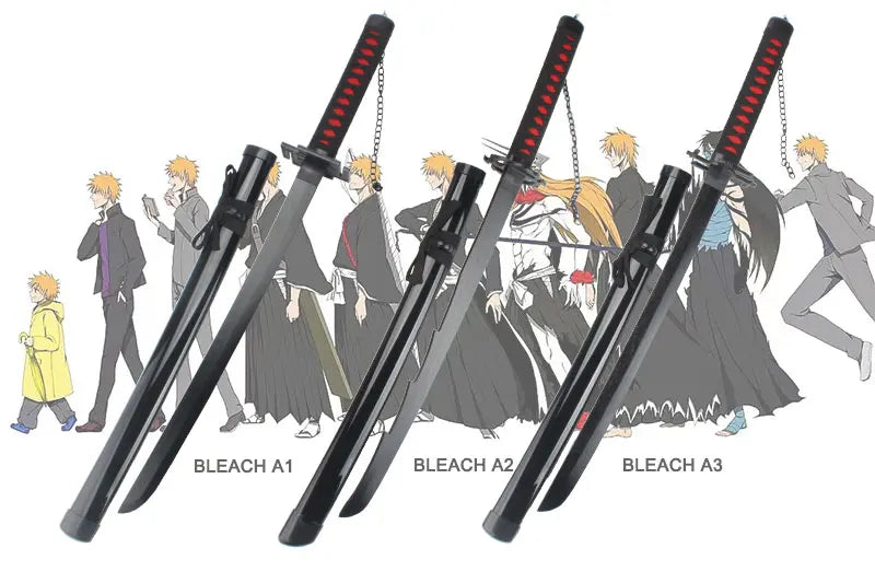 80cm Anime Bleach Katana Swords Kurosaki Ichigo Ninja Blade Cosplay Prop Wooden Anime Katana  Zangetsu Decorative