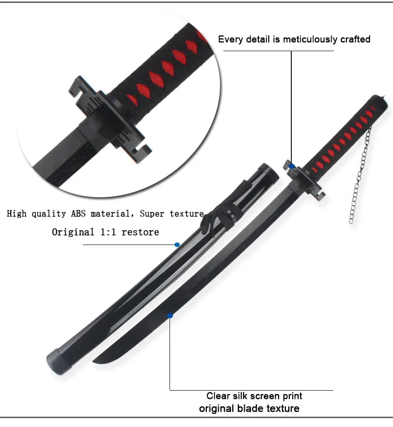 80cm Anime Bleach Katana Swords Kurosaki Ichigo Ninja Blade Cosplay Prop Wooden Anime Katana  Zangetsu Decorative