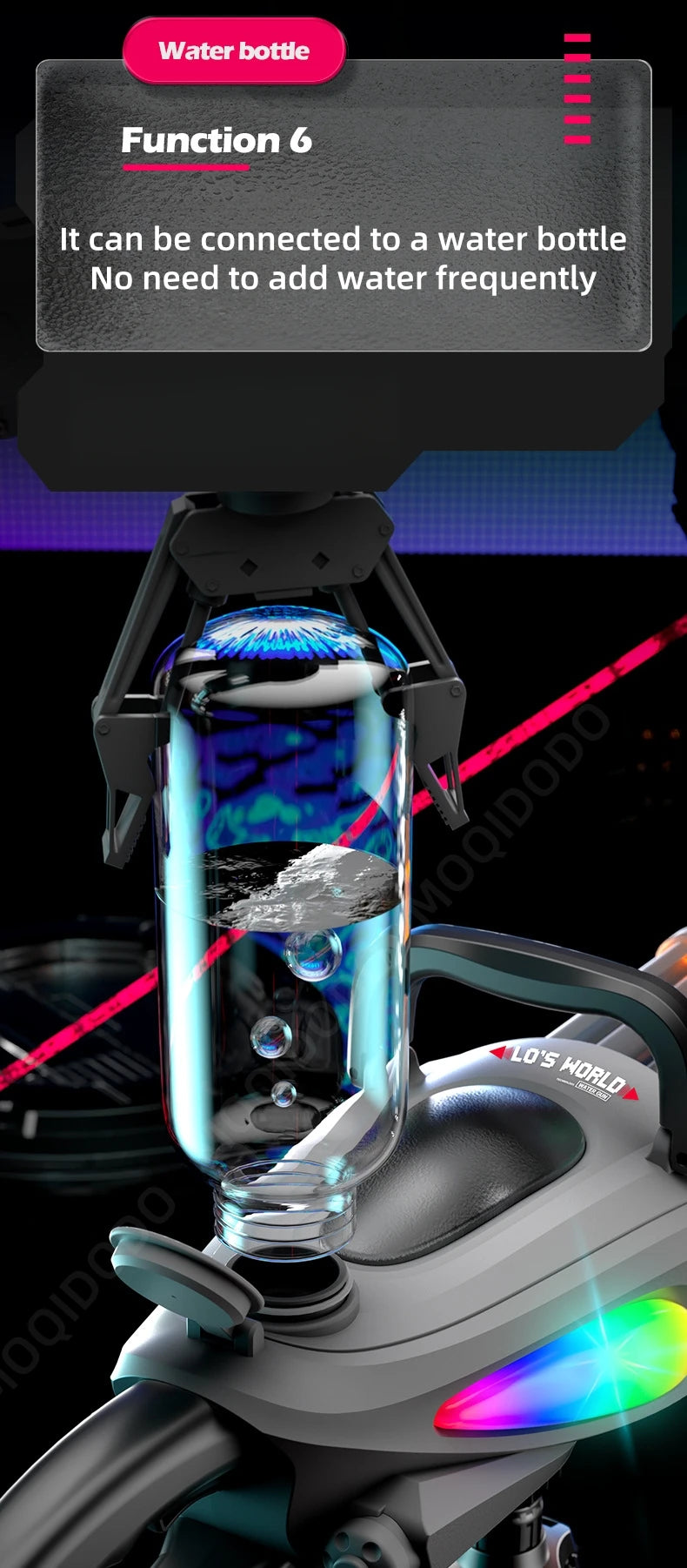 Electric Dual Muzzle Gatling Water Gun Toy with LIights Large Capacity Water Pistol Spray Blaster Pool Summer Toy for Kids Adult