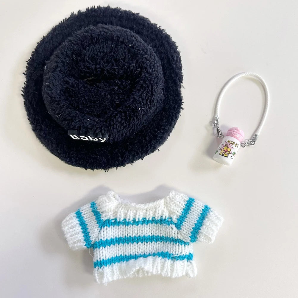 17cm Labubu I II Idol Dolls Cute Mini Plush Doll'S Clothes Korea Kpop Exo Idol Dolls Overalls Clothing DIY Accessories Gifts