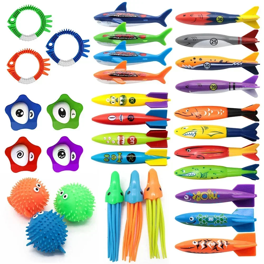 Swimming Diving Toys Children's Fish Dolphin Buoy Pool Treasure Hunt Diving Torpedo Rocket Water Diamond Kids Water Game Toys