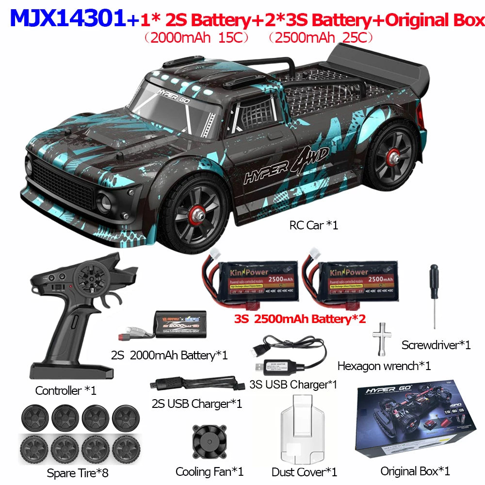 MJX 14301 1/14 RC Car HYPER GO 65km/h Brushless 2.4G Remote Control 4WD Off-road High Speed Racing Car Truck Hobby Toy As Gift