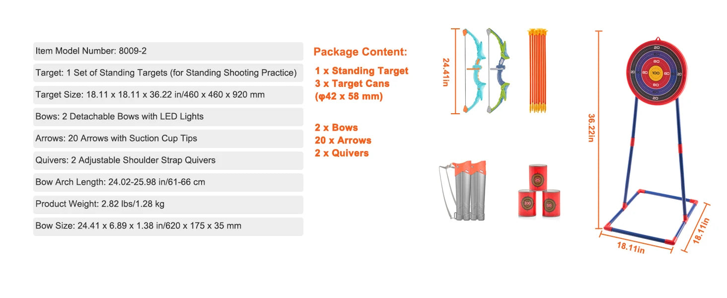 SucceBUy Bow & Arrows For Children Kids Archery Bow Practice Recurve Outdoor Sports Game Hunting Shooting Toy Boys Gift Bow Kit