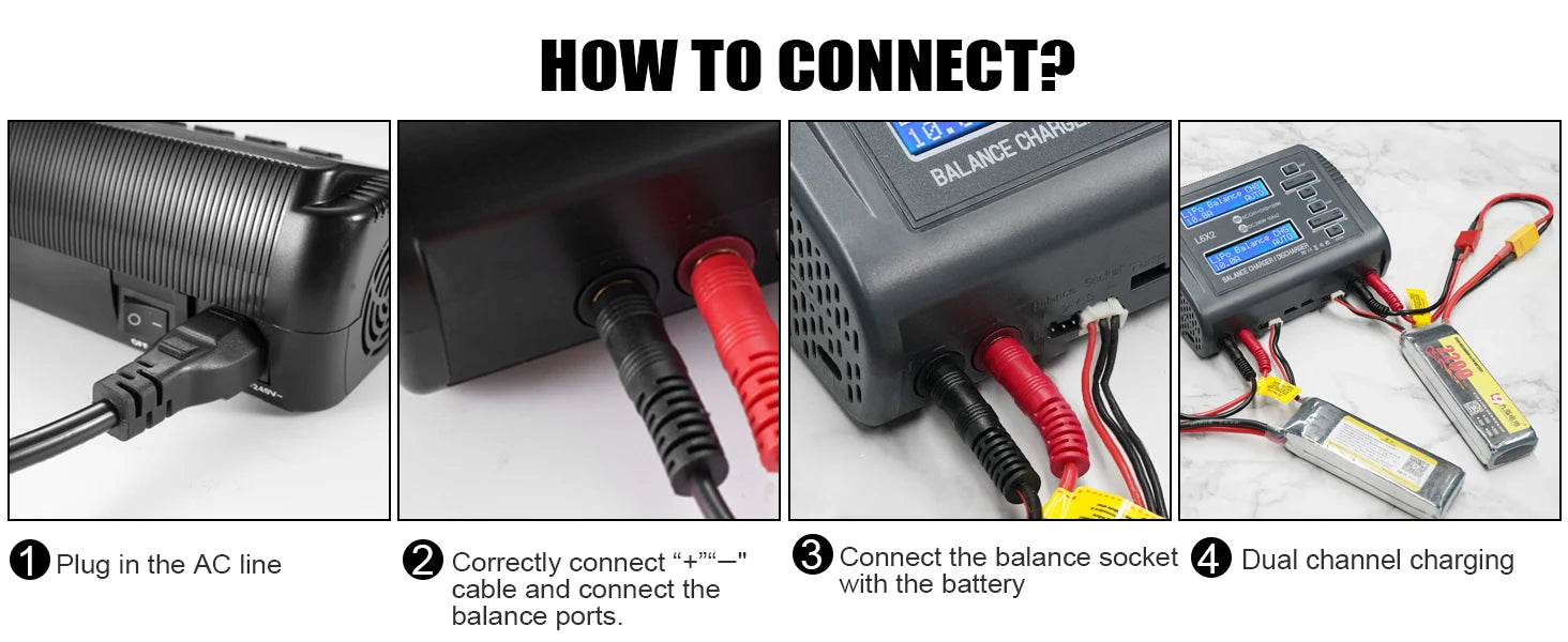 L6X2 LiPo Battery Charger Dual Channel 10A AC 150W DC 240W for 1-6S Li-ion LiFe NiCd NiMH LiHV PB Smart Battery Discharger