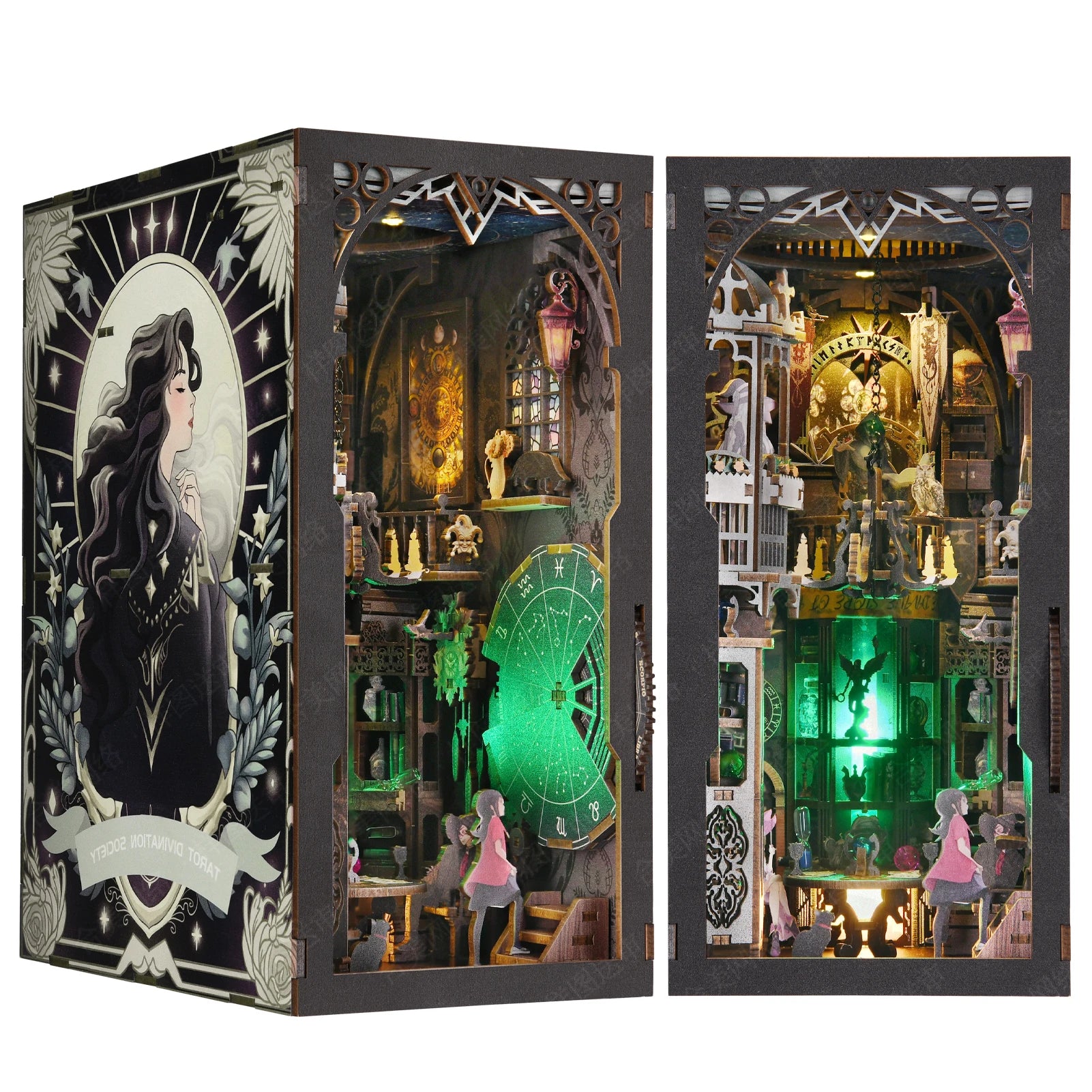 Book Nook Kit Magic House DIY Wooden Puzzle Bookshelf Insert Decor Dollhouse Model Bookend Building Home Decoration Gifts