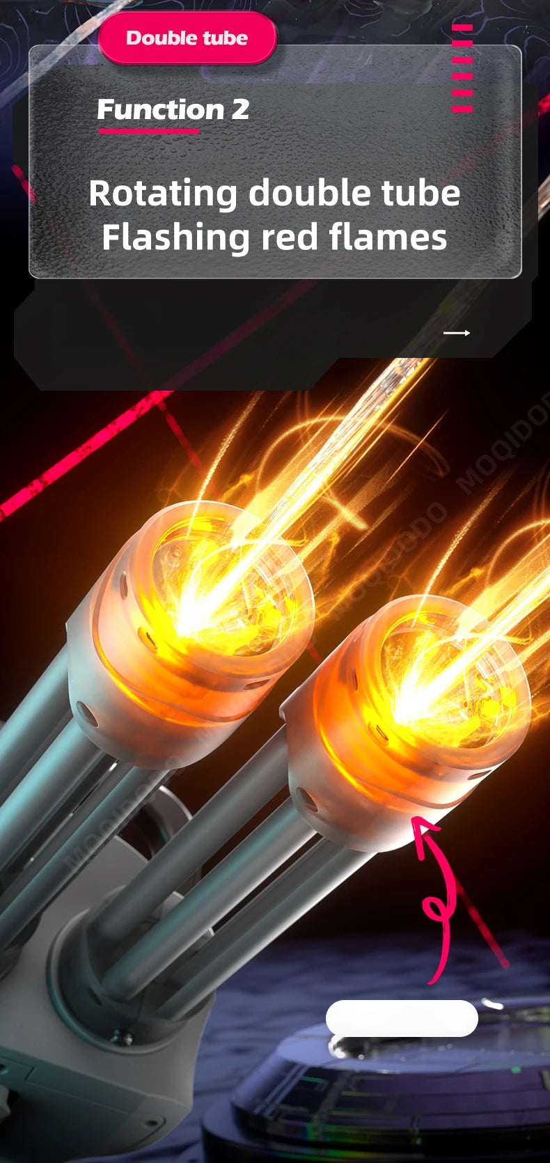 Electric Dual Muzzle Gatling Water Gun Toy with LIights Large Capacity Water Pistol Spray Blaster Pool Summer Toy for Kids Adult