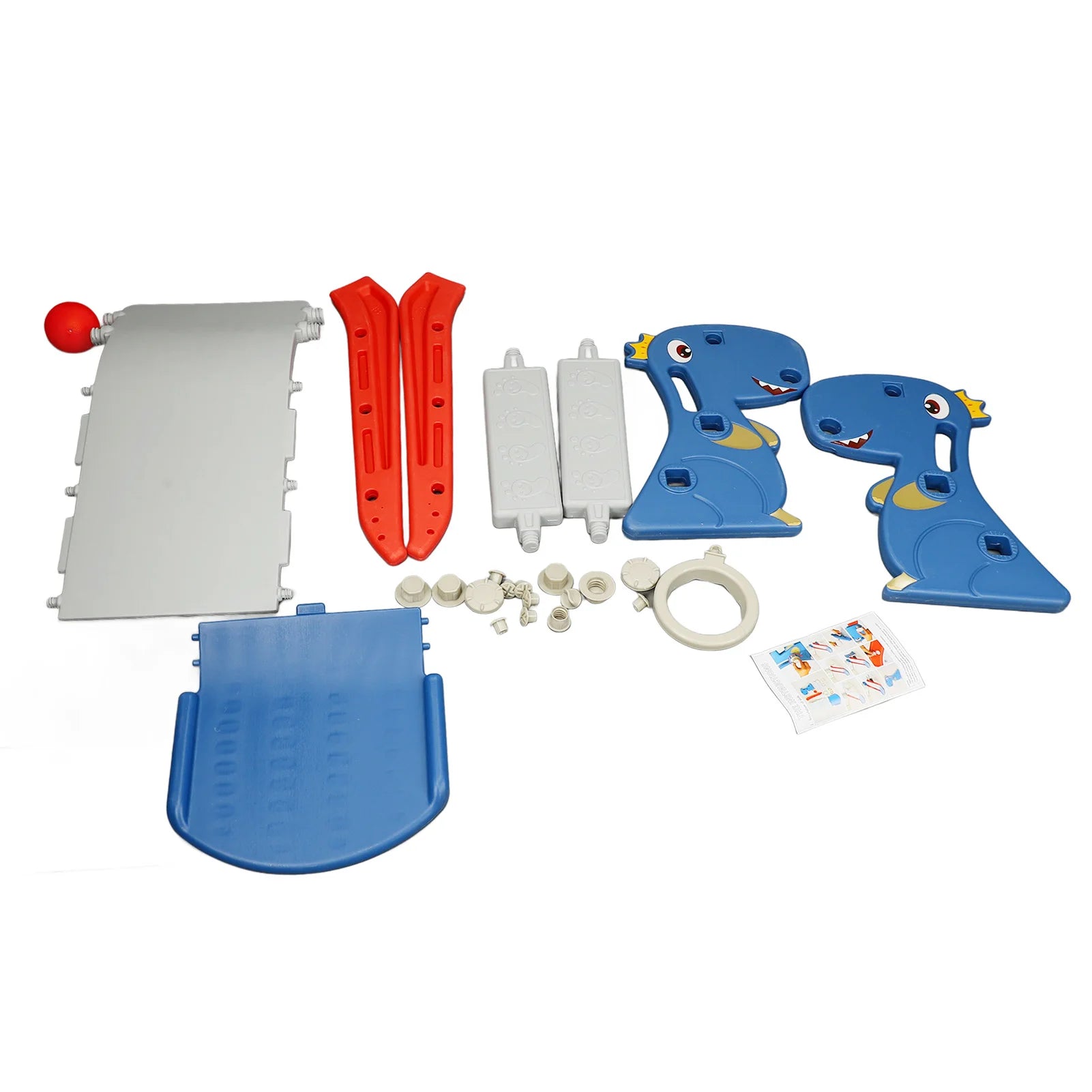 Indoor Slide Dinosaur Shape Easy To Assemble Multifunctional Blue Grab Rail Folding Slide with Basketball Hoop Climber for Home