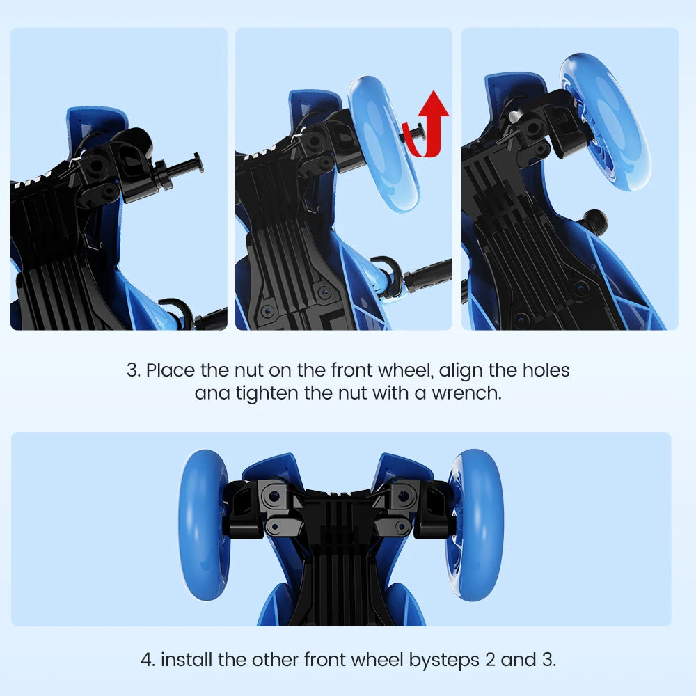 Sejoy Baby Scooter 2-8 Years with LED Wheels Adjustable Height Foldable Design & Dual Modes - Military-Grade Frame