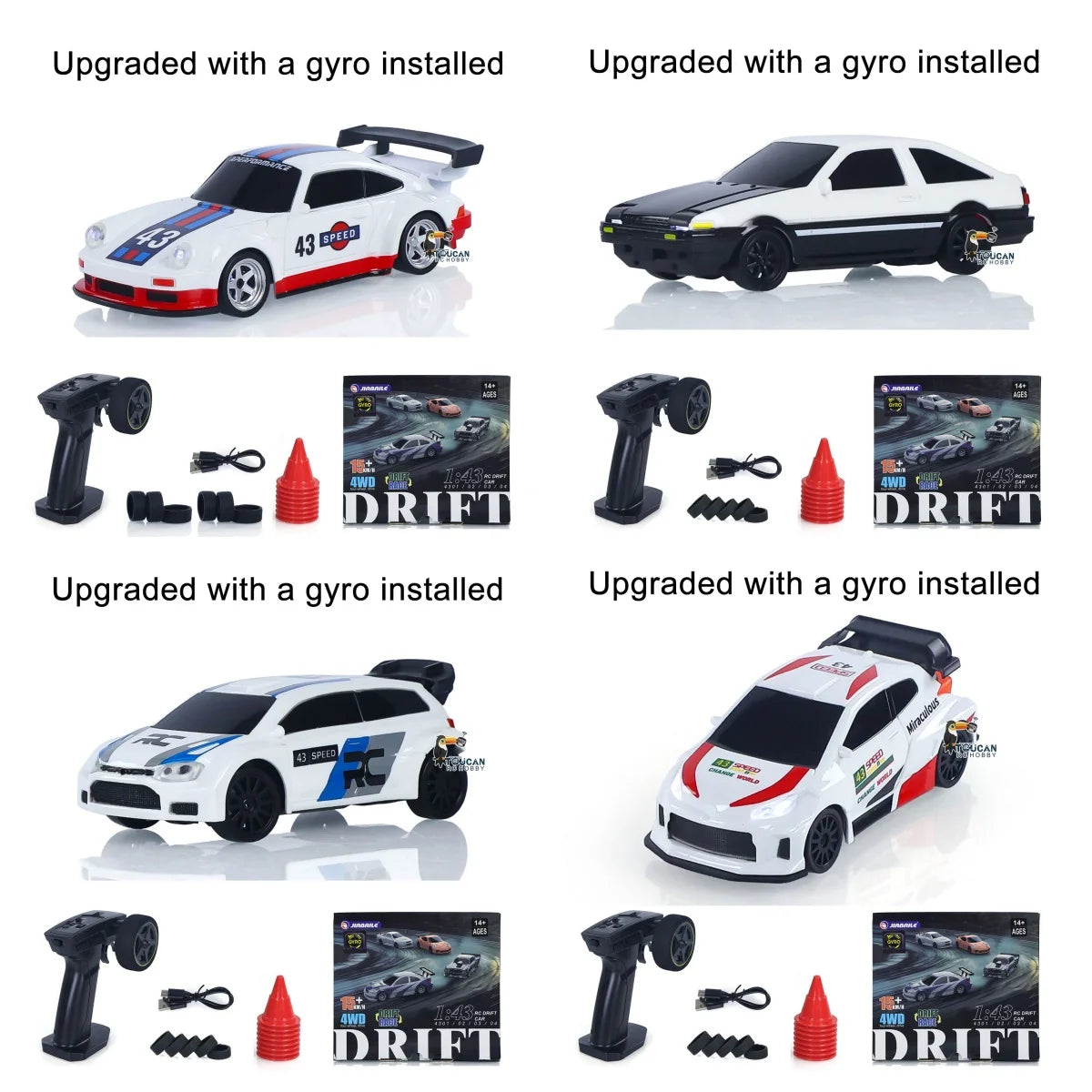 US Stock RC Drift Car 1/43 RTR Race 4WD Gyro Four-wheel Drive Radio Control High Speed Model 2.4G Racing Drifting Cars Toy Model