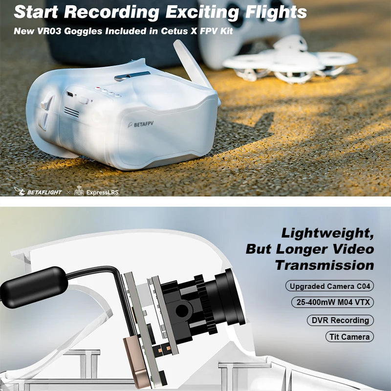BETAFPV Cetus X FPV Kit Racing Drone 3 Radio Transmitter VR03 FPV Goggles C04 RC Quadcopter Mini Drone Toys as Gift