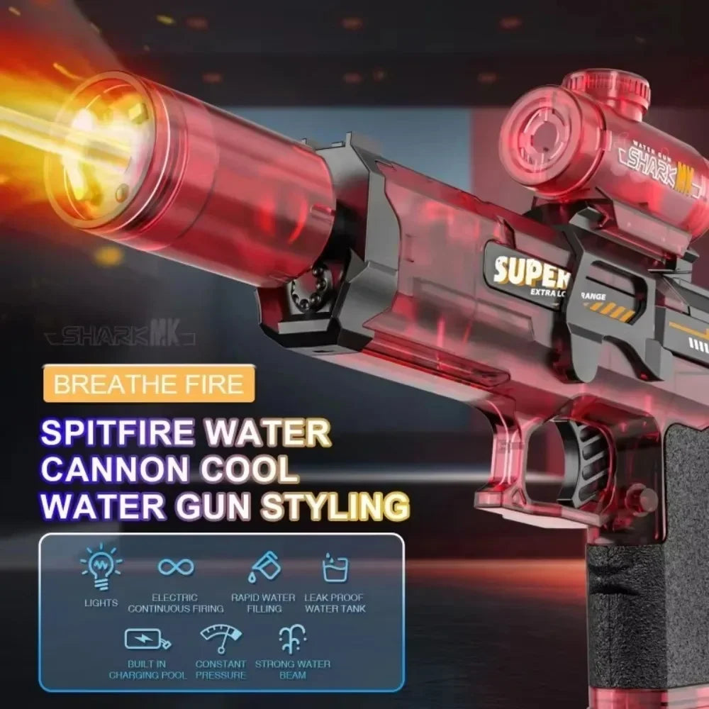 Electric Water Gun Toys with Led Induction Light Automatic Squirt Gun Summer Outdoor Beach Pool Water Pistol Toy  for Adult Gift