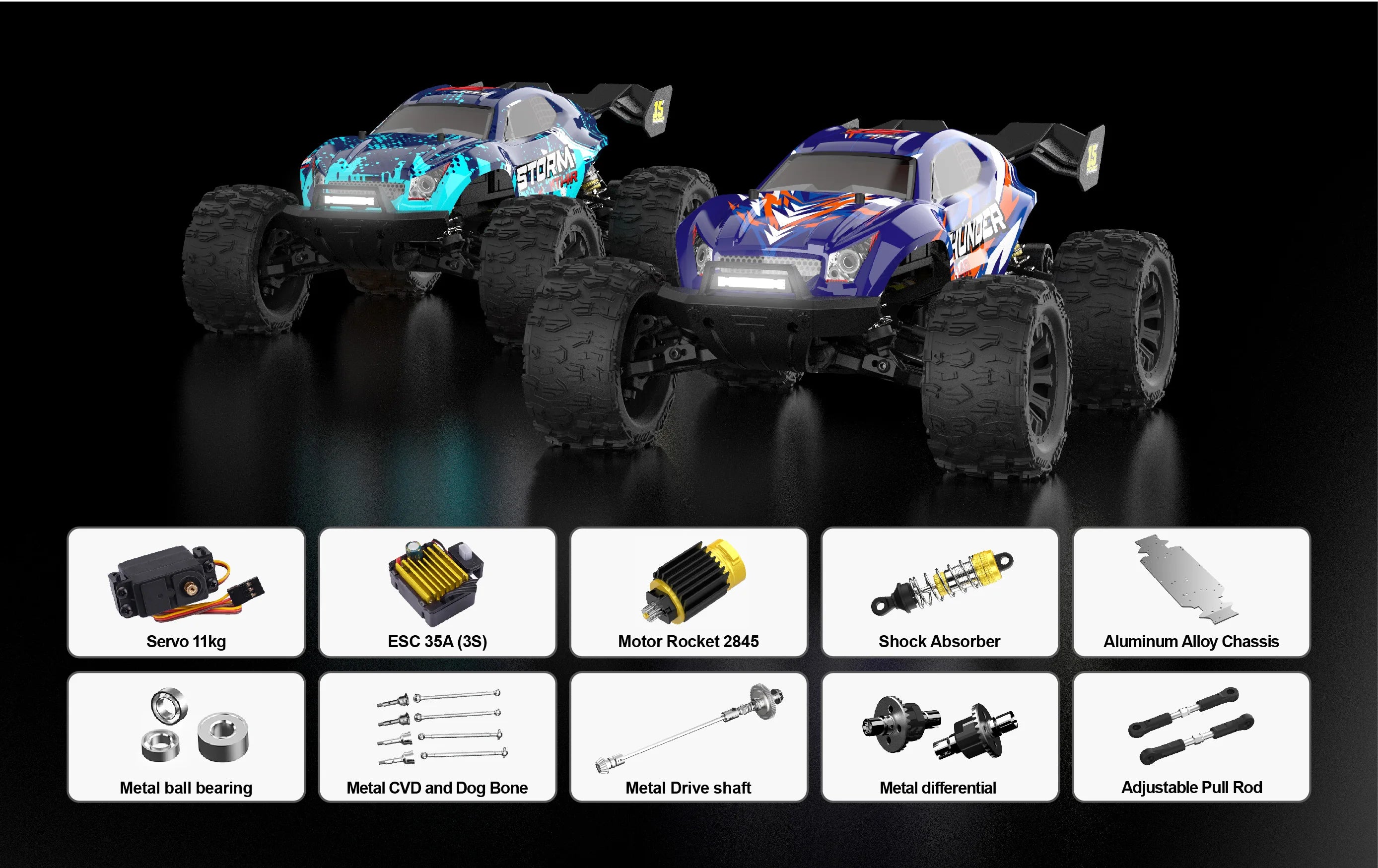 MT14R 1/14 RC Car JIUSI Brushless 80km/h 2.4G Remote Control Car High Speed Off-road Racing Car 23-26 mins Working Time RC Toys