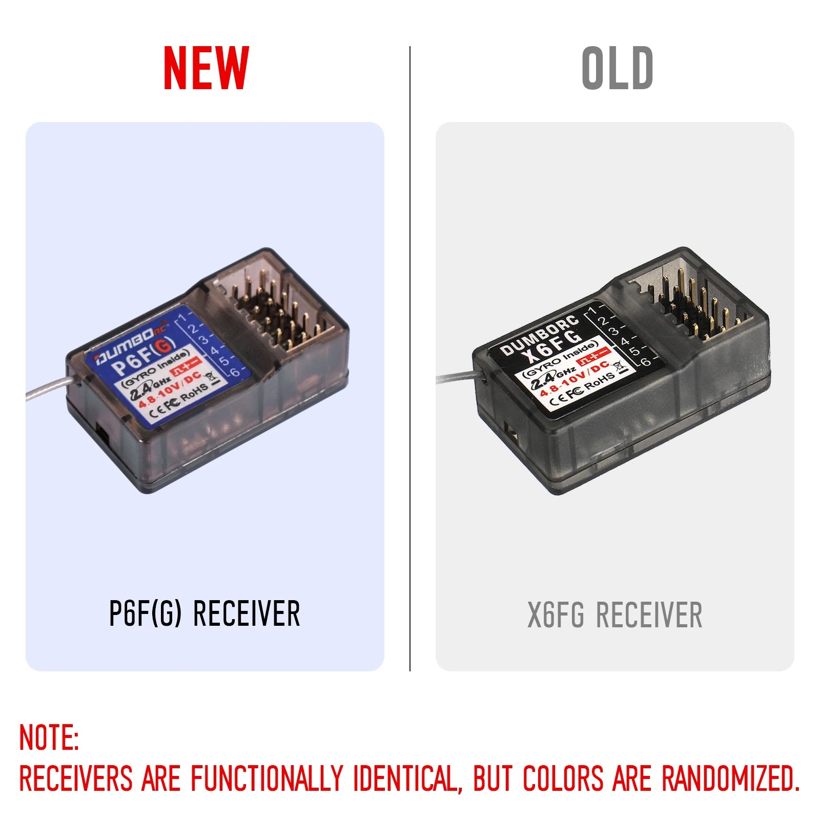 DUMBORC X6F/X6FG 2.4G 6CH Radio Control System Receiver for Domborc RC X6 Transmitter RC Car Boat Transmitter