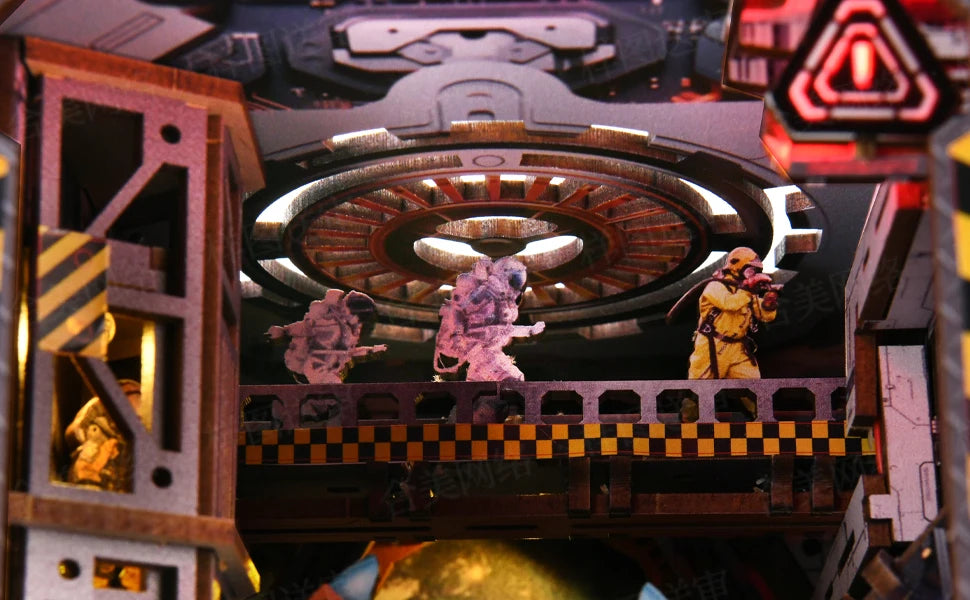 Book Nook Kit Apollo Bricks Space Exploration Model Build 3D Wooden Puzzle DIY Bookshelf Miniatural Astrona Dollhouse Decoration