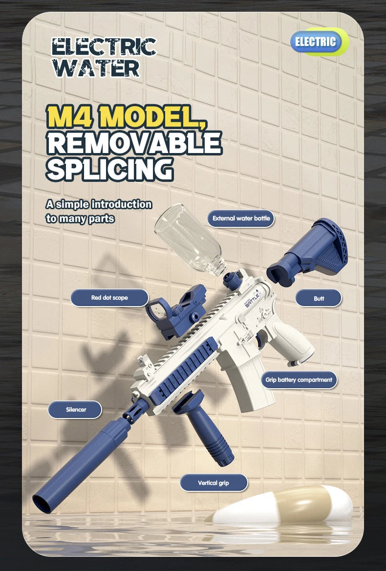 M416 Water Gun pistol 10M Long Range Portable Guns Children Summer Beach Outdoor Fight shooting Toys for Boys Kids Girls Gifts