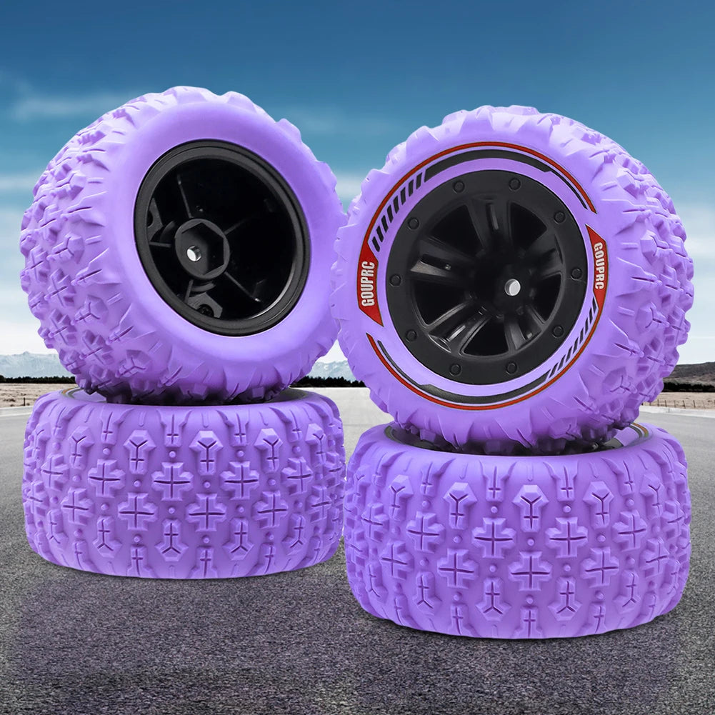 4Pcs 12mm Hex RC Wheel Tires Set Swamp Claw Mud Terrain Tires RC Wheels and Tires for 1/14 1/16 RC Car Crawler Truck