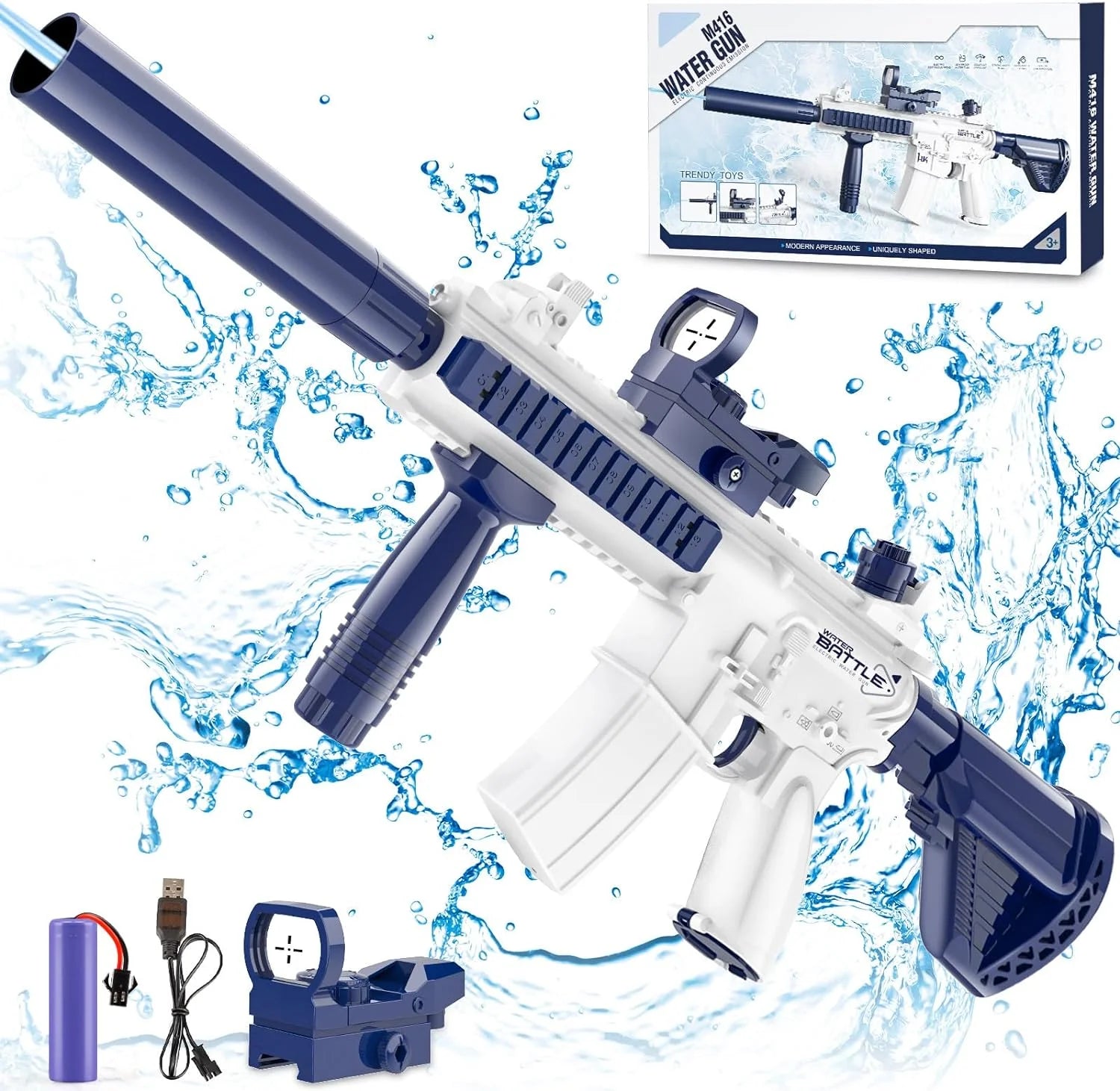 M1911 Electric Water Gun - Rechargeable, High-Capacity, Large Water Tank, Summer Fun,  Gift for Kids