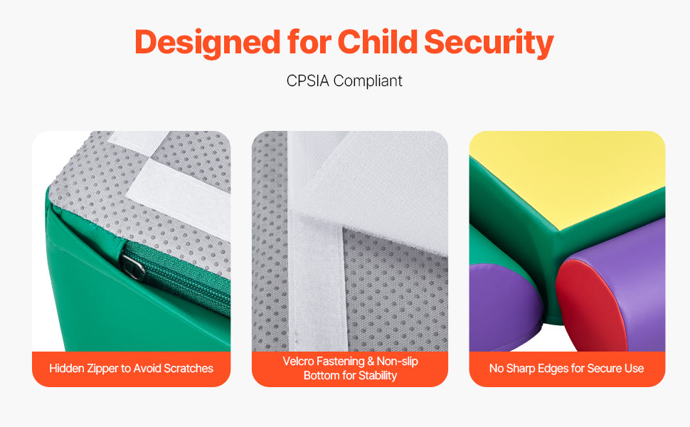 VEVOR 5Pcs Kid Foam Climbing Toys Activity Playset PU Leather Indoor Crawl Climbing Blocks for Children Crawling & Sliding