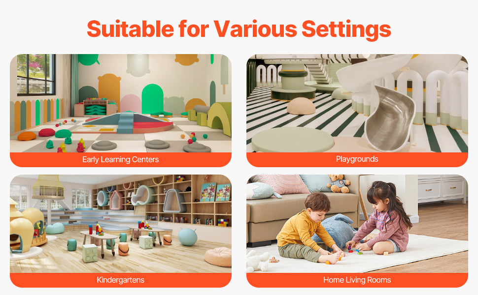 VEVOR 5Pcs Kid Foam Climbing Toys Activity Playset PU Leather Indoor Crawl Climbing Blocks for Children Crawling & Sliding