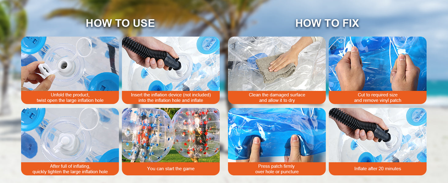 SucceBuy 5FT/1.5M Inflatable Bumper Ball Body Sumo Zorb Balls for Teen & Adult 0.8mm Thick PVC Human Hamster Bubble Balls