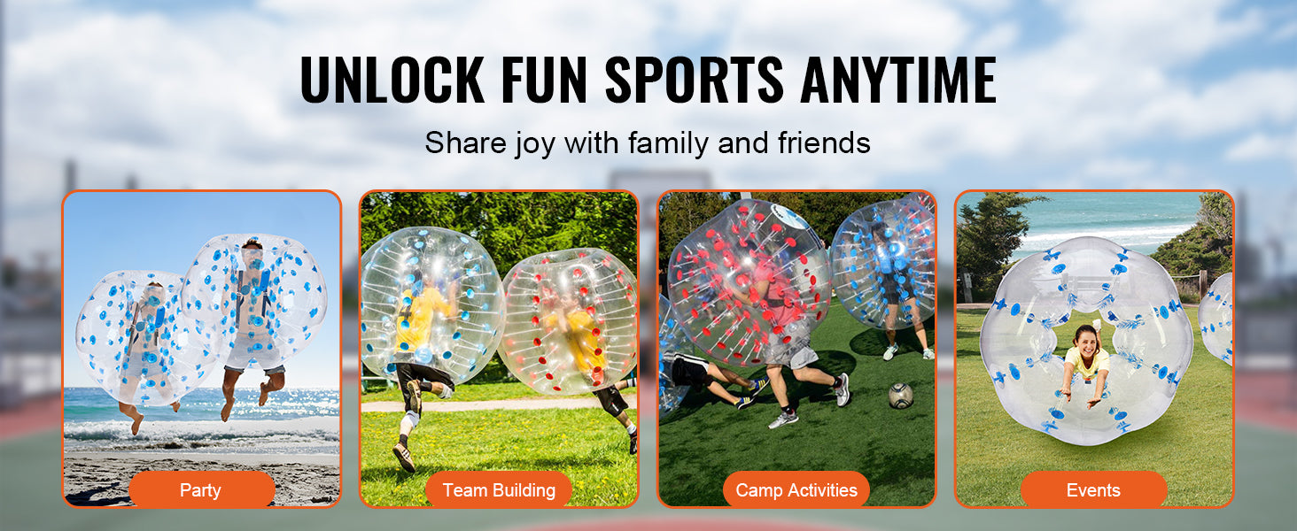 SucceBuy 5FT/1.5M Inflatable Bumper Ball Body Sumo Zorb Balls for Teen & Adult 0.8mm Thick PVC Human Hamster Bubble Balls