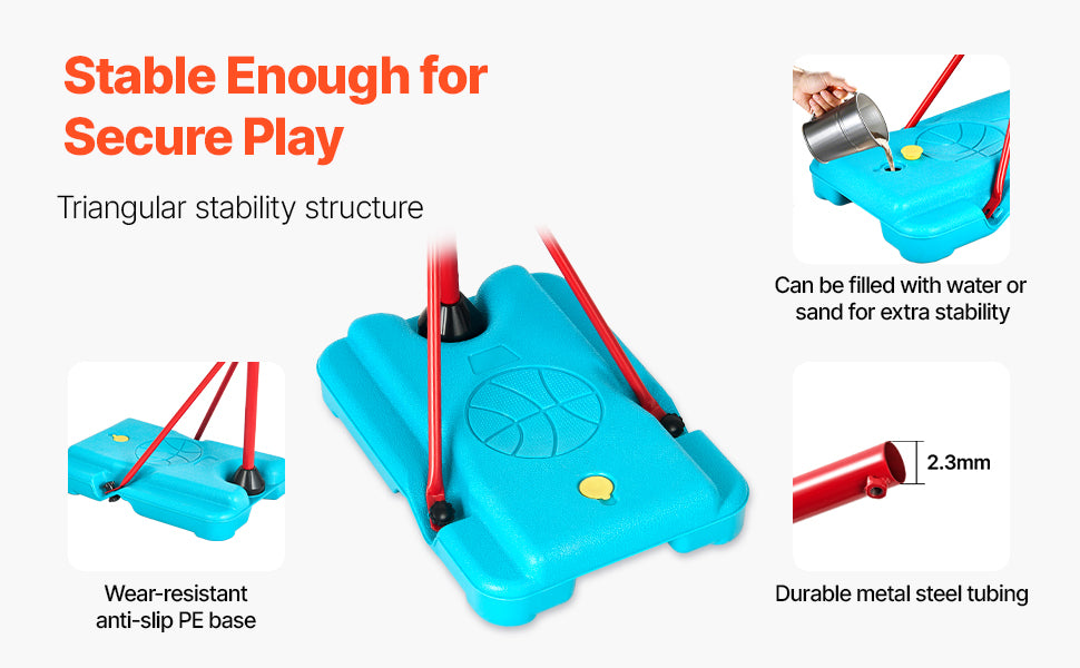 SucceBuy Toddler Adjustable Basketball Hoop 104-190CM Rack for Kids Outdoor Indoor Ball Sport Backboard Rim Shoot Children Toys