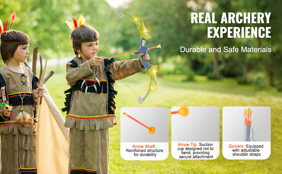 SucceBuy Bow and Arrow Set for Kids 2 Pack LED Archery Set with 20 Arrows 2 Guns Outdoor Toy for Children Boy & Girl 6+ Year Old