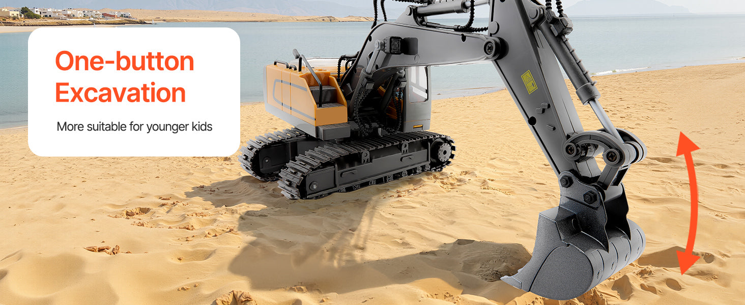 VEVOR 2.4G Rc Excavator 1:20 Scale with Lights & Sounds Construction Vehicles Remote Control Car Digger Toys for Kids Boys Gifts